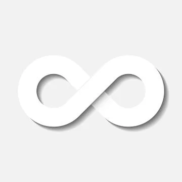 Infinity symbol icon. Concept of infinite, limitless and endless. Simple white Stock Illustration