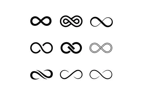 Infinity symbol icon set with various styles. Vector illustration design. 스톡 일러스트