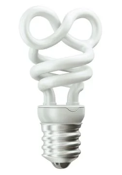 Infinity symbol light bulb on white Stock Illustration