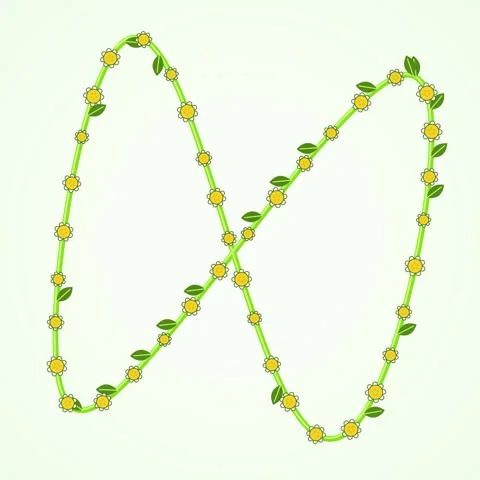 Infinity Symbol Made of Green Vine with Yellow Flowers and Leaves on White .. Stock Footage 346283202