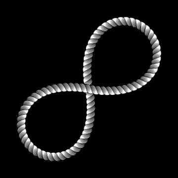 Infinity symbol made from rope vector sign logo. Knot, marine theme icon, vec Illustrazione stock