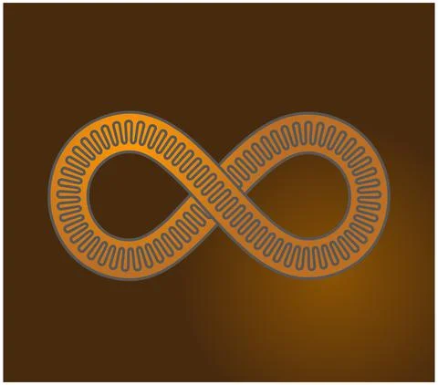 Infinity symbol made of three lines, one undulating. Dark background. Mobius 8t Stock Illustration