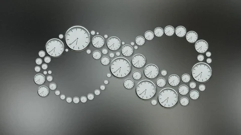 Infinity symbol made from timelapse clocks Stock Footage 121013870
