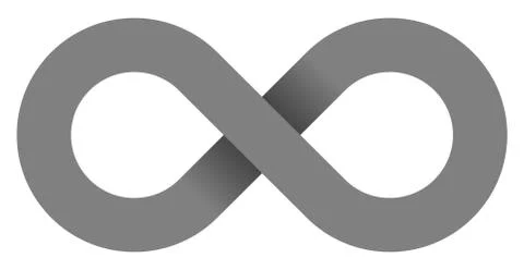Infinity symbol medium gray - simple with shadow - isolated - vector Illustrazione stock