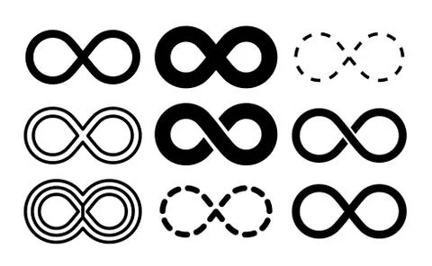 Infinity symbol. Mobius infinite arrow icon set. Endless thin linear image. V Stock Illustration