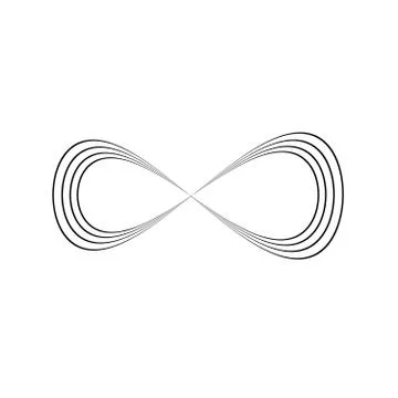 Infinity symbol of multiple thin black lines. Concept of infinite, limitless and Stock Illustration
