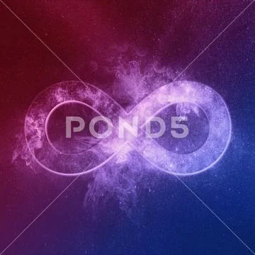 Infinity symbol or sign Red Blue. Abstract night sky background Stock Illustration