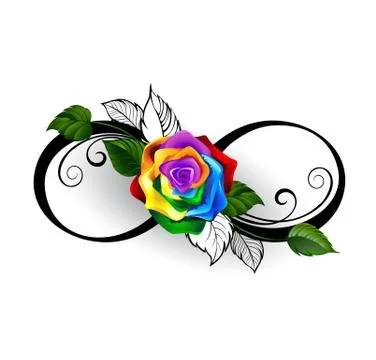 Infinity symbol with rainbow rose 스톡 일러스트