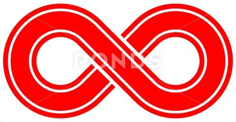 Infinity symbol red - outlined with discontinuation - isolated - vector Stock Illustration