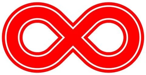 Infinity symbol red - outlined - isolated - vector Stock Illustration