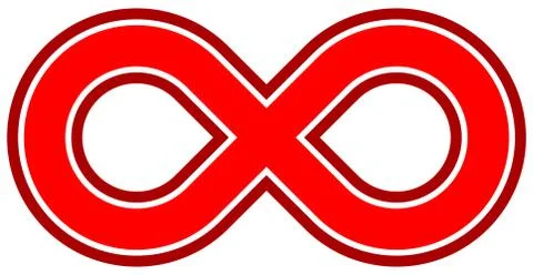 Infinity symbol red - outlined - isolated - vector Stock Illustration