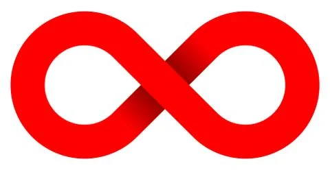 Infinity symbol red - simple with shadow - isolated - vector Stock Illustration