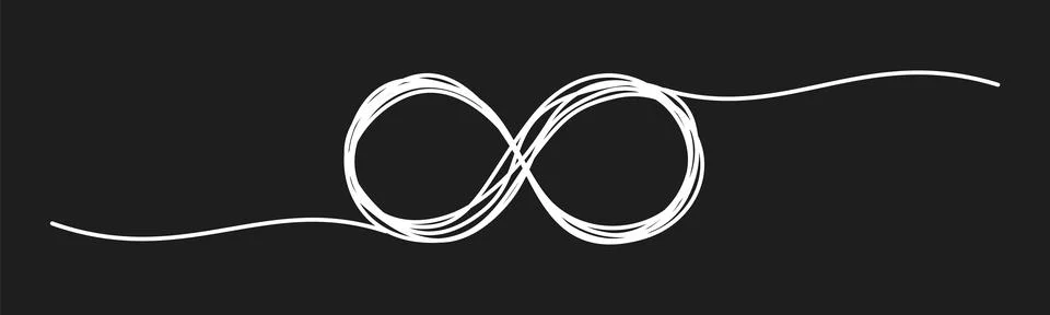 Infinity symbol scribble banner on black background Stock Illustration