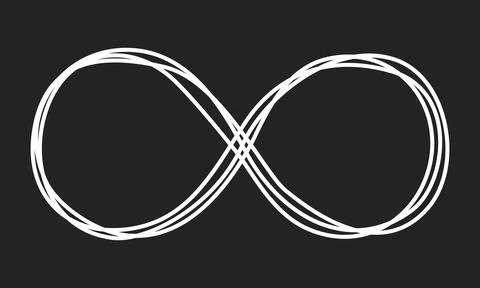 Infinity symbol scribble continuous line on black background Stock Illustration