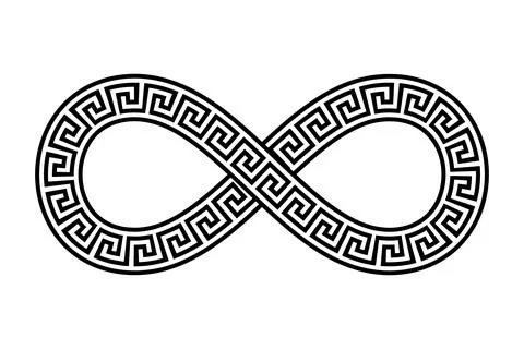 Infinity symbol with seamless meander pattern Illustrazione stock