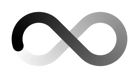 Infinity symbol - set of loopable icons - black gray white gradient on white Stock Footage 100345439