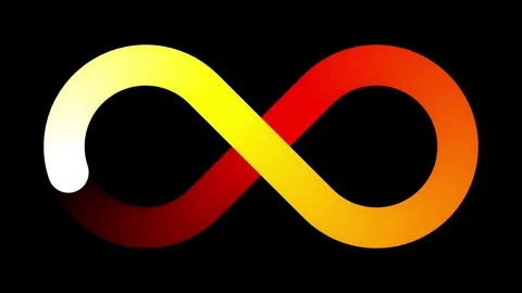 Infinity symbol - set of loopable icons - white yellow orange red gradient on Stock Footage 100359520