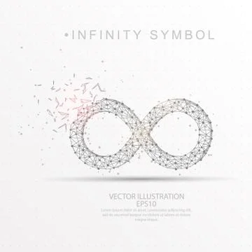 Infinity symbol shape digitally drawn low poly wire frame. イラスト素材