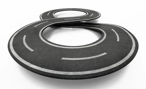 Infinity symbol shaped road. 3D illustration Stock Illustration