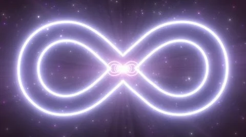 Infinity Symbol Sign Shape Moving Bright Neon Lights Tunnel Forever Stock Illustration