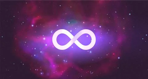 Infinity symbol on space background. Mystical vector illustration Stock Illustration