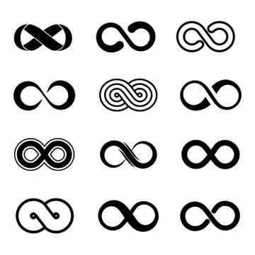 Infinity symbol vector set Illustrazione stock