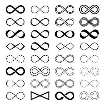 Infinity symbol vector set n white background. Stock Illustration