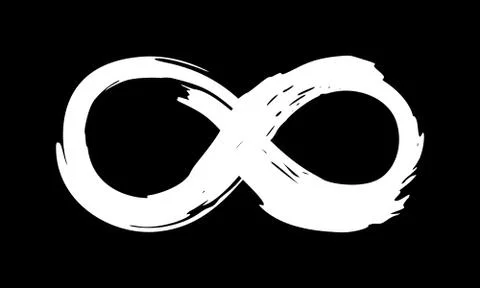 Infinity symbol white on black Stock Illustration