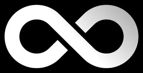 Infinity symbol white - gradient with discontinuation - isolated - vector Illustrazione stock
