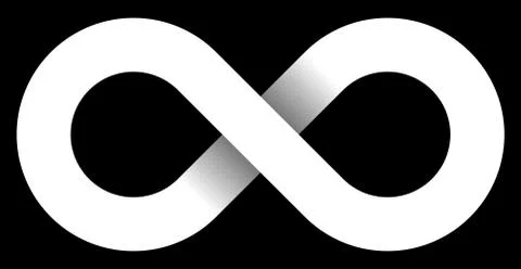 Infinity symbol white - simple with shadow - isolated - vector Stock Illustration