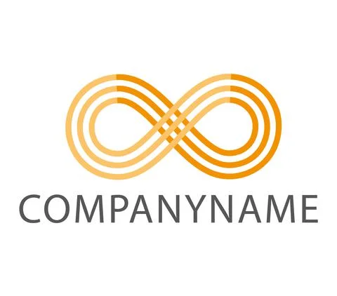 Infinity symbol in yellows. Mobius loop. Three lines. Ready logo. Endless Stock Illustration