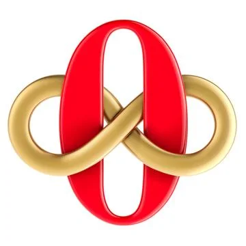 Infinity symbol with zero, 3D rendering Stock Illustration