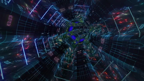 Infinity techno tunnel with sci fi elements Stock Footage 155201926