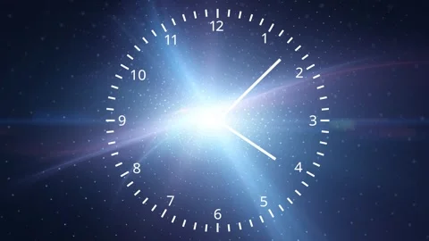 Infinity time looping clock on artistic cosmos background Stock Footage 332813069
