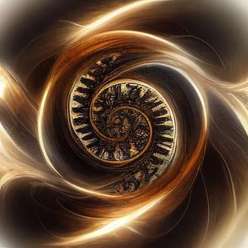 Infinity time spiral in space, antique old clock abstract fractal spiral 3d Stock Illustration