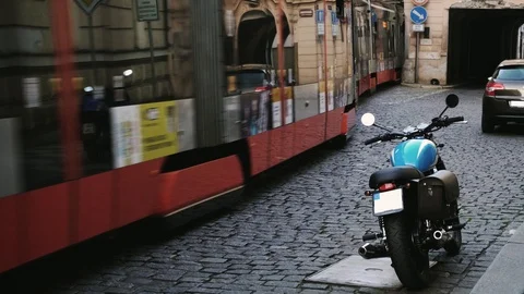 Infinity train in the old town. No people. Looping cinemagraph. Stock Footage 124278690