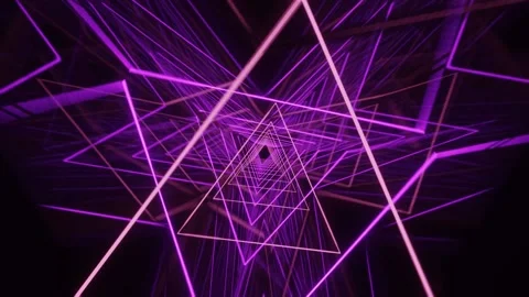 Infinity triangles in a endless tunnel, neon vj loop Stock Footage 162274081