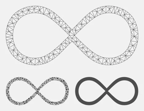 Infinity Vector Mesh 2D Model and Triangle Mosaic Icon 스톡 일러스트