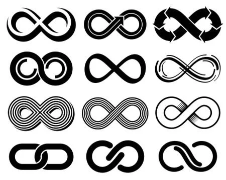 Infinity vector symbols. Mobius loop icons Stock Illustration