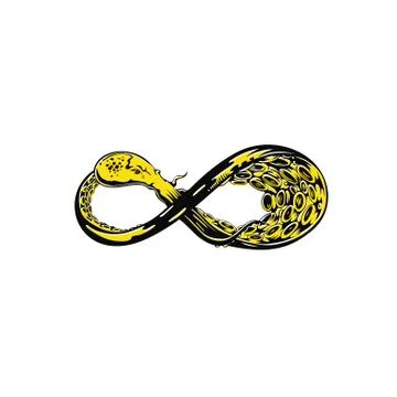 Infinity yellow octopus tentacle vector illustration design. Stock Illustration