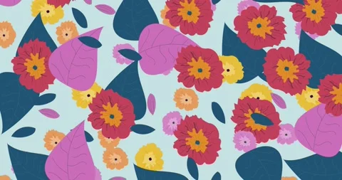 Infinte loop Modern colorful seamless retro floral pattern. Stock Footage 252068344