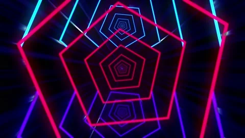 Infinte zoom in seamless loop 3 poligon system neon color and blue light rays Stock Footage 148252124
