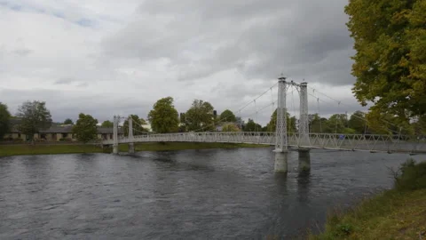 Infirmary Bridge, river Ness, Inverness, Scotland Stock Footage 322074873