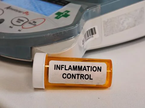 INFLAMMATION CONTROL medication category for disease management symptom contr Stock Photos