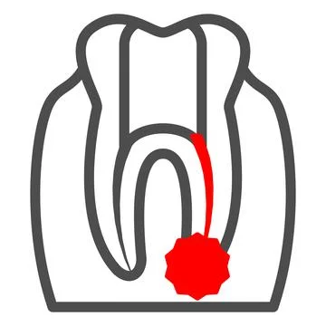 Inflammation of root canals of tooth line icon, Human diseases concept Stock Illustration
