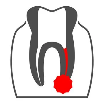 Inflammation of root canals of tooth solid icon, Human diseases concept Stock Illustration