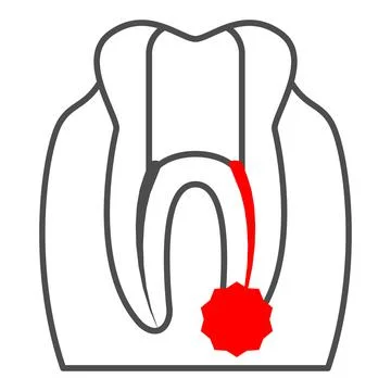Inflammation of root canals of tooth thin line icon, Human diseases concept Stock Illustration