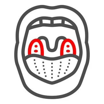 Inflammation of tonsils line icon, Human diseases concept, tonsillitis sign on Stock Illustration