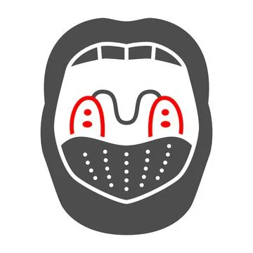 Inflammation of tonsils solid icon, Human diseases concept, tonsillitis sign on Stock Illustration