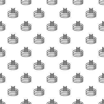 Inflatable backyard swimming pool outline seamless pattern Stock Illustration